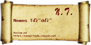 Nemes Tádé névjegykártya